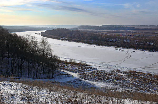 Ока в Бёхово зимой Тульская область